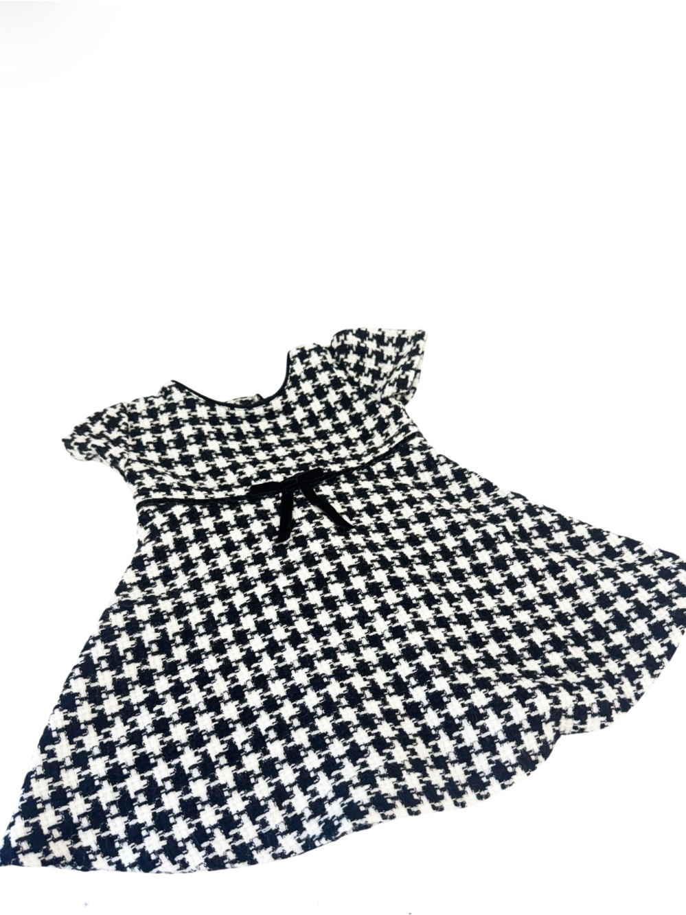 JESSICA ANN Houndstooth Black & White Dress With Bow Size 12 Months Like New!